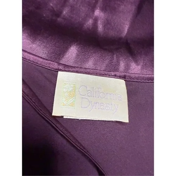 Vtg California Dynasty Women’s Small Satin Slip Dress Purple Lace Lingerie - Picture 5 of 7